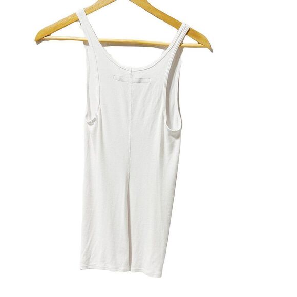 Enza Costa Silk Rib Scoop Racer Back Tank Top White - Picture 4 of 4